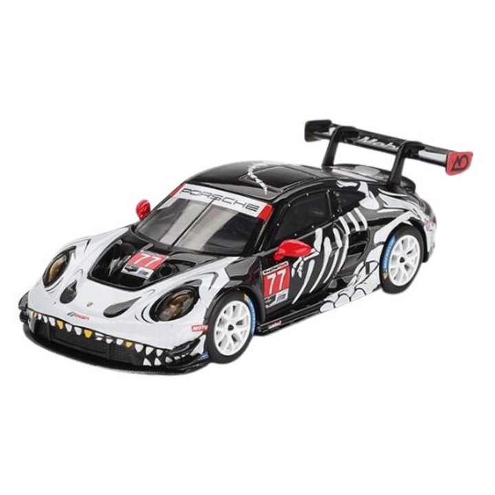 Porsche 911 (992) GT3 R #77 GTD Pro Ao Racing Petit Le Mans 2025 autómodell 1:64-es méretarányú Mini GT MGT01143-L
