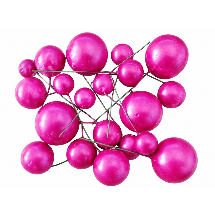 Set 20 sfere plastic pentru ornat torturi – Fucsia