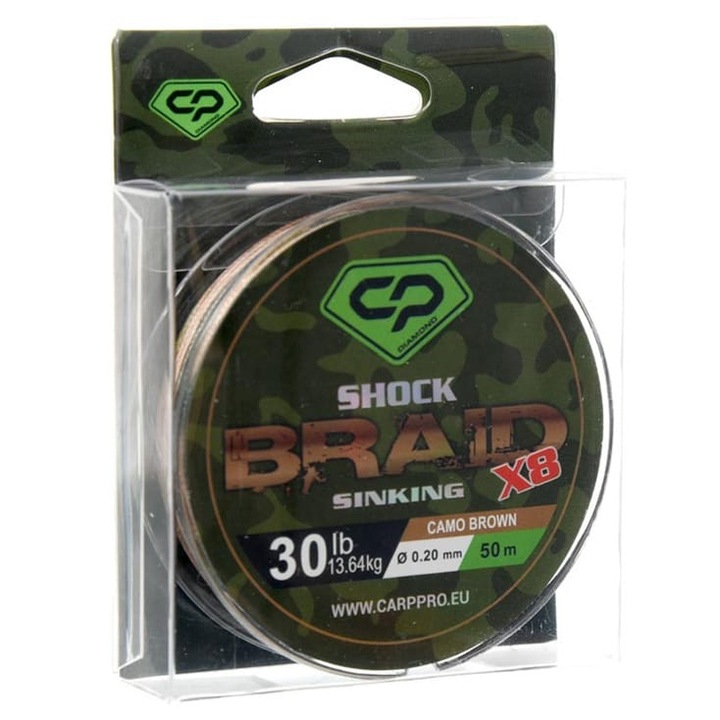 Shock Leader Carp Pro Diamond Shock Braid PE X8 0.20mm 50m Camo Brown