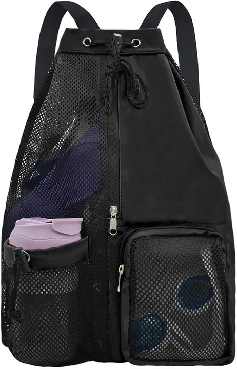 Rucsac sport, mesh, impermeabil, buzunar umed, 48x32cm, negru