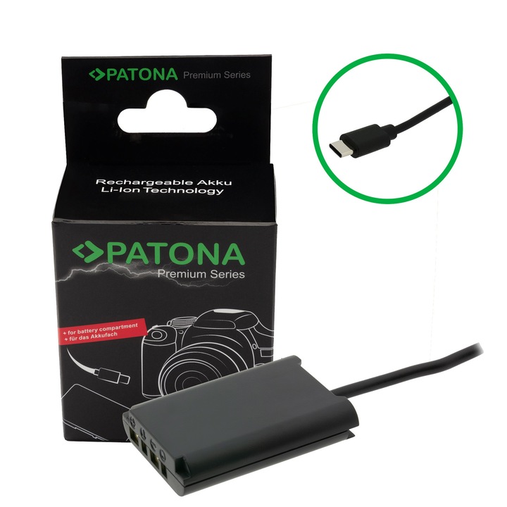 Adaptor Alimentare PATONA Premium USB-C pentru Sony NP-BX1, Dummy Battery pentru DSC RX100 DSC RX1 DSC DSC RX1, Cablu 40 cm