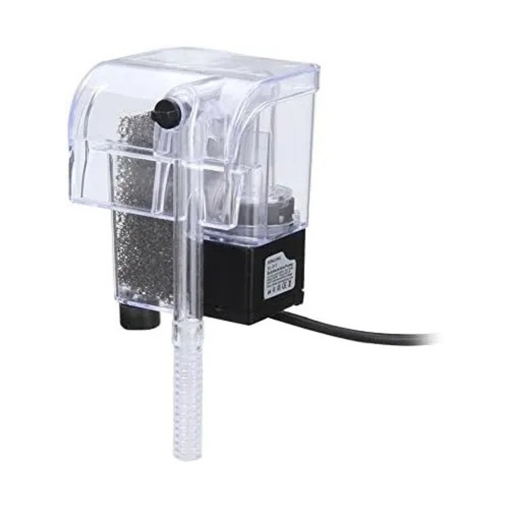 Filtru acvariu cu efect cascada, consum redus, transparent, 23x9x8cm