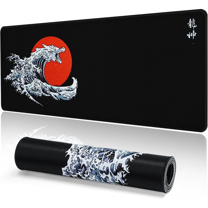 Mousepad mare, 31.5x11.8 inch, suprafata neteda, baza antiderapanta, negru