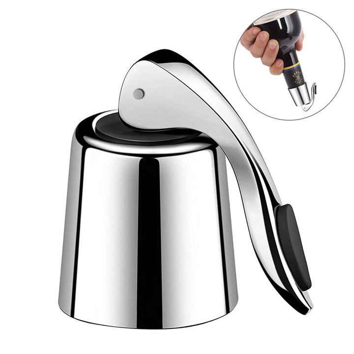 Dop vin inox, etansare vid, argintiu, universal