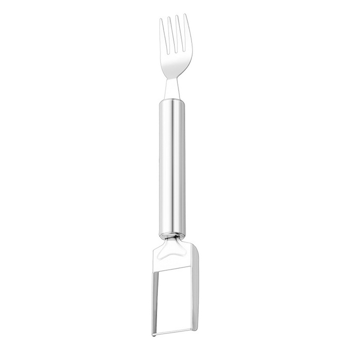 Feliator fructe inox 2-in-1 cu furculita, multifunctional, 15x5cm