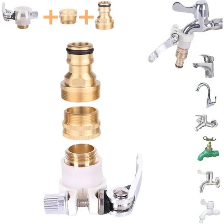 Set conector furtun 3-in-1 alama universal 3/4 inch rezistent