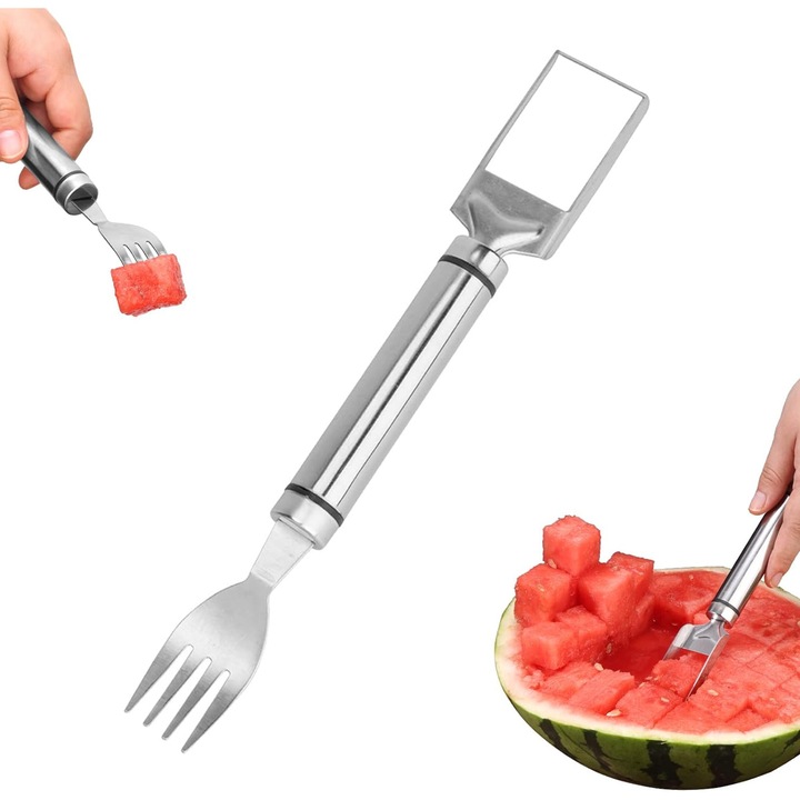 Feliator fructe inox 2-in-1 cu furculita, multifunctional, 15x5cm