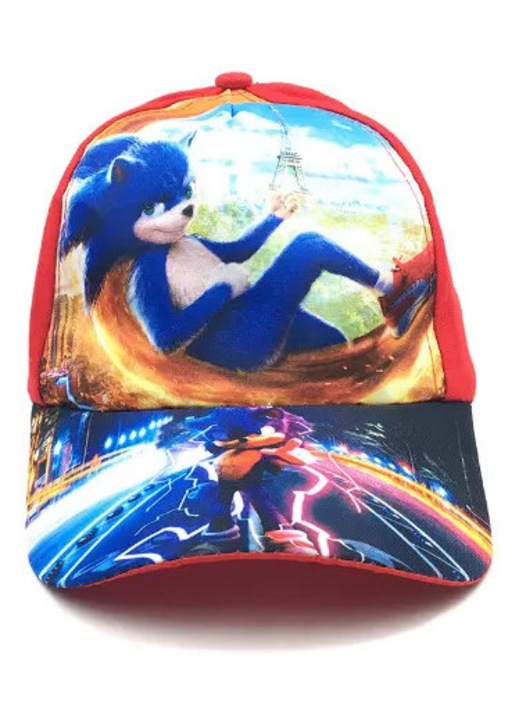 Детска шапка с козирка, модел Sonic The Hedgehog, полиестер, размер 4-8 години, син