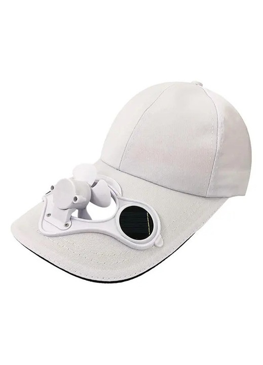 Sapca baseball cu ventilator solar, alb, 13x17cm, reglabila 53-59cm