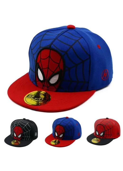 Детска шапка с козирка, унисекс, модел Spiderman, многоцветна, регулируема, 7-12 години
