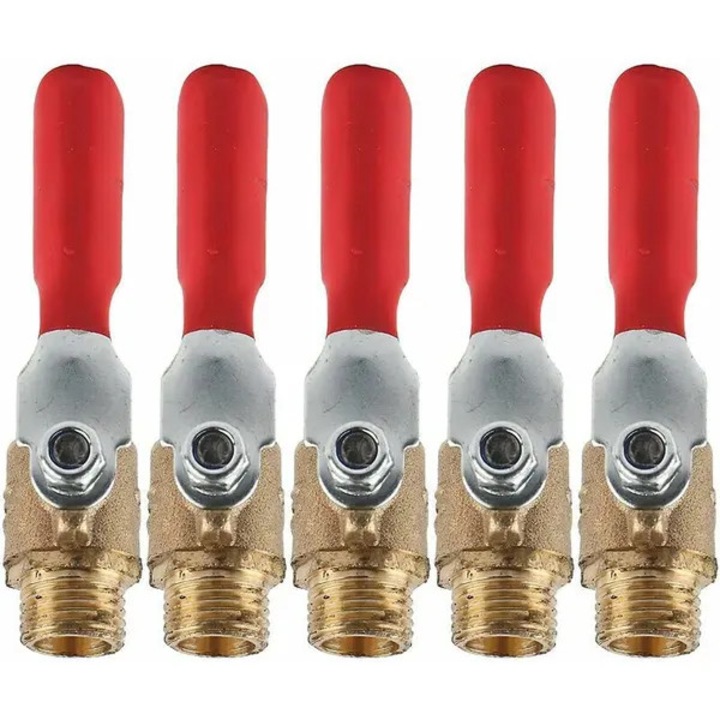 Set 5 valve bila compresor aer, dublu filet exterior G1/4, alama, rosu, universal