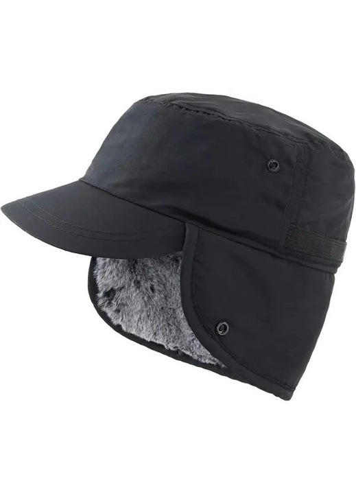 Спортна мъжка зимна шапка с предпазител за уши, черна