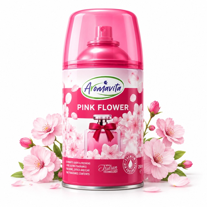 Rezerva spray illatosító automata készülékhez, Aromavita® Pink Flower, 250 ml
