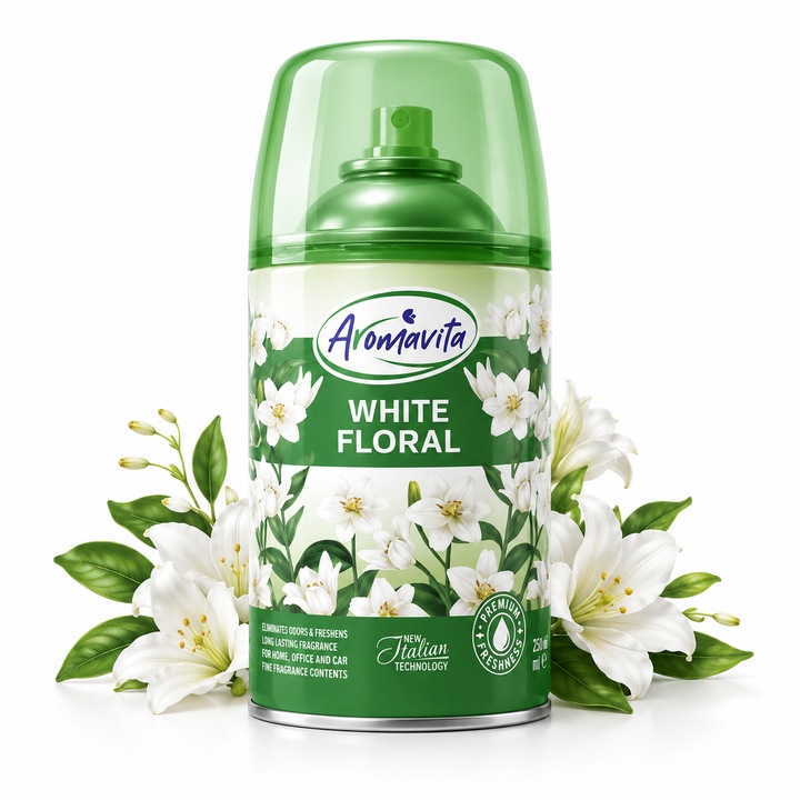 Rezerva spray illatosító automata készülékhez, Aromavita® White Floral, 250 ml