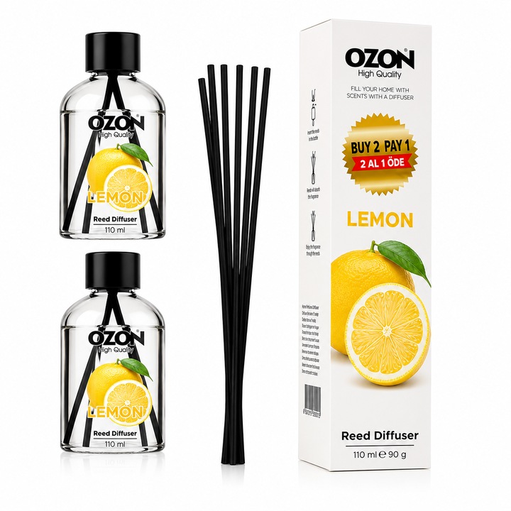2 db OZON® Lemon szobaillatosító pálcikákkal, 2 x 110 ml