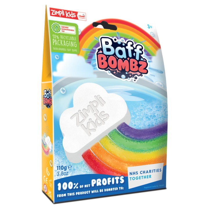 Zimpli Kids Szivárvány Baff Bombz fürdőjáték, vízszínező, többszínű, 110g, 3+
