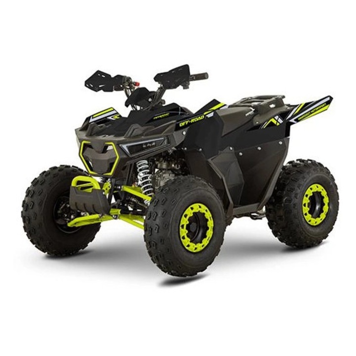 Atv 140cc Mini Rocket Panther 8" semi-automat 4T benzina viteze 3+1 verde Negru Verde