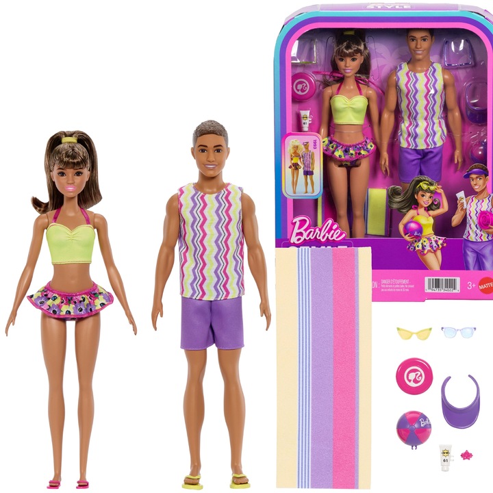 Barbie és Ken babák a Barbie Style sorozatból strandra + kiegészítők