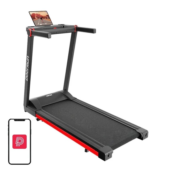 DeerRun A1 Pro összecsukható elektromos futópad (fekete és piros)