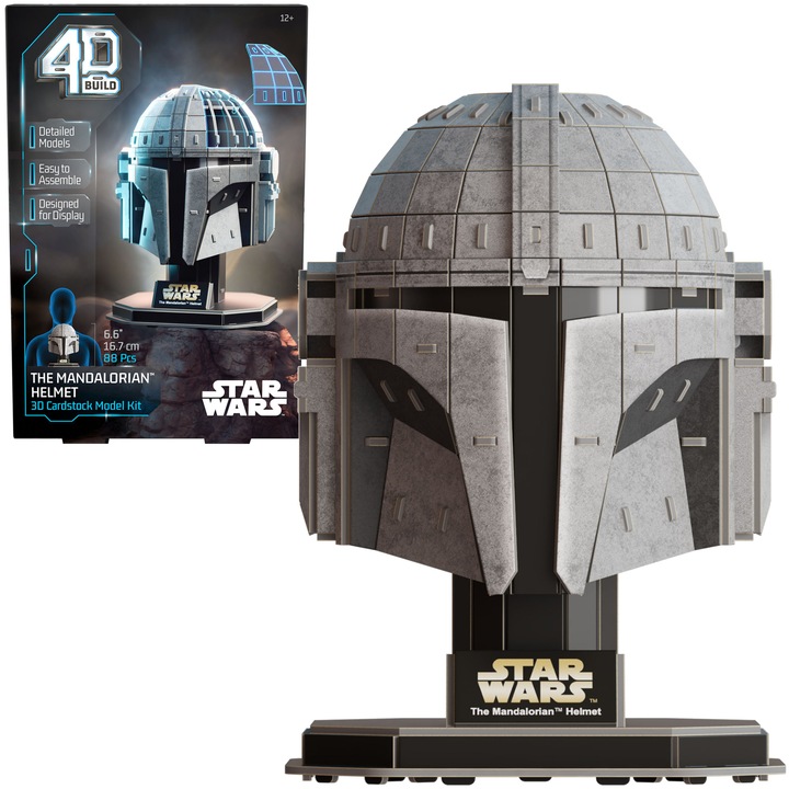 Пъзел 4D Build Star Wars: 3D модел на шлема от сериала „The Mandalorian“, за сглобяване