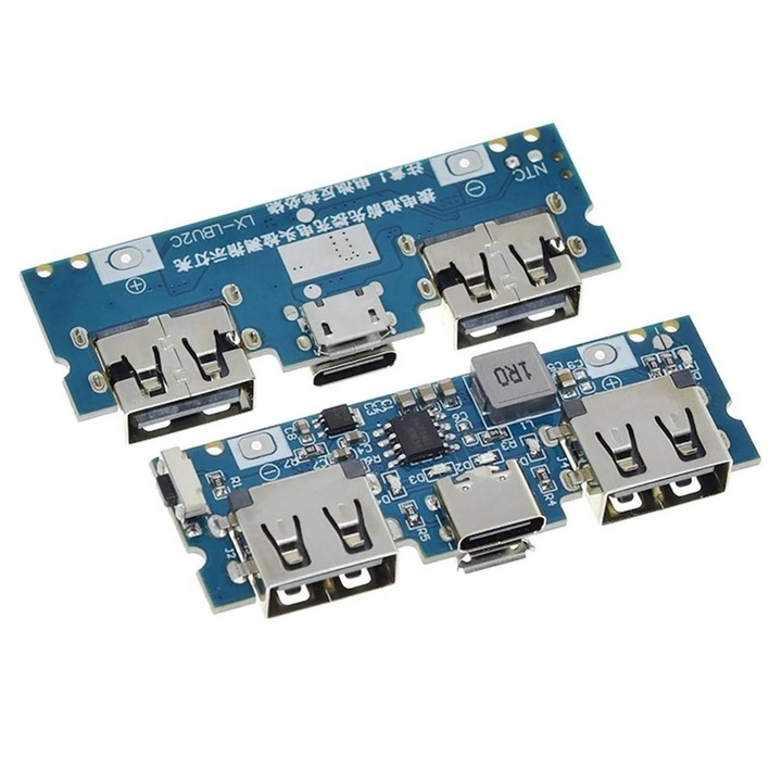 Micro/Type-C USB 5V 2.4A Kettős USB 18650 Boost Akkumulátortöltő Panel