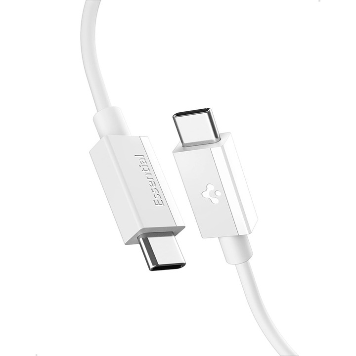 Cablu de incarcare Spigen EB6015CC, Incarcare rapida, Type-C la Type-C, 60W, 480Mbps, 1.5m, Alb