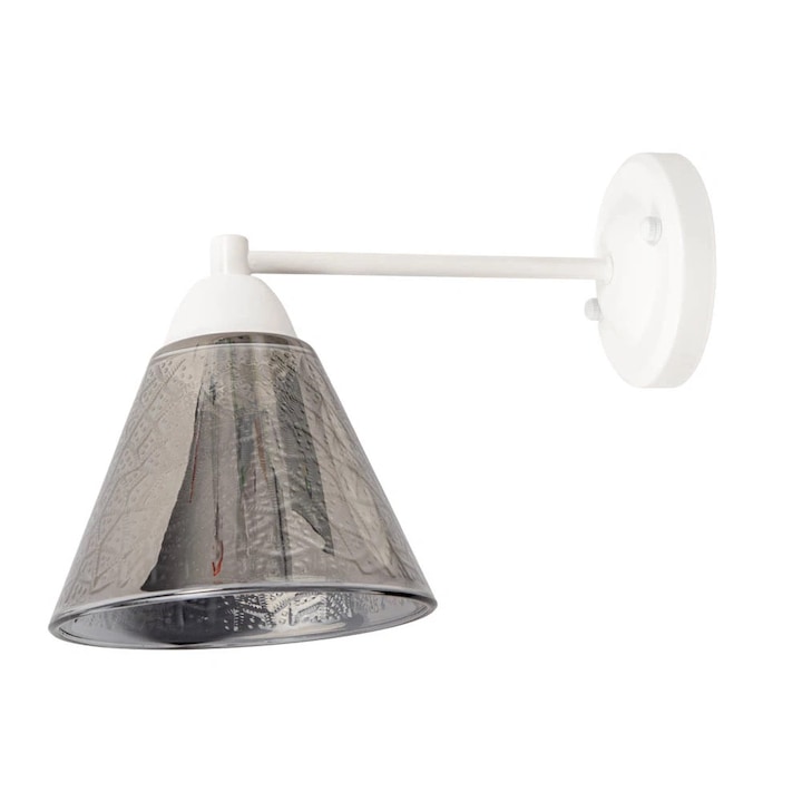 1 x E27 Fényforrás Fali Lámpa, Modern, 60 W, 28 x 19 cm, Ezüst - fehér