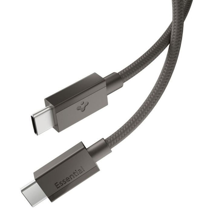 Cablu de incarcare Spigen EB6015CC, Incarcare rapida, Type-C la Type-C, 60W, 480Mbps, 1.5m, Gri