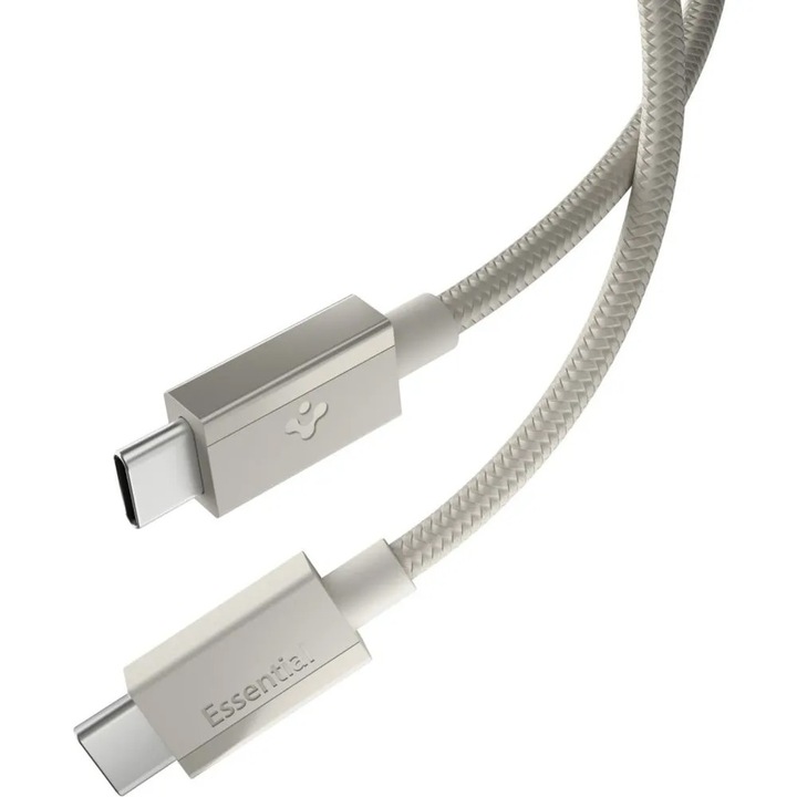 Cablu de incarcare Spigen EB6015CC, Incarcare rapida, Type-C la Type-C, 60W, 480Mbps, 1.5m, Titanium