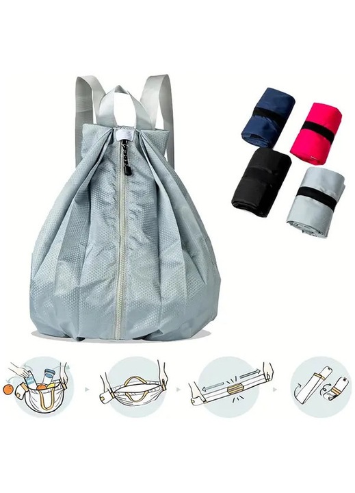 Rucsac pliabil sport, ultra usor, rezistent la apa, 30.5x22x40.6cm, negru