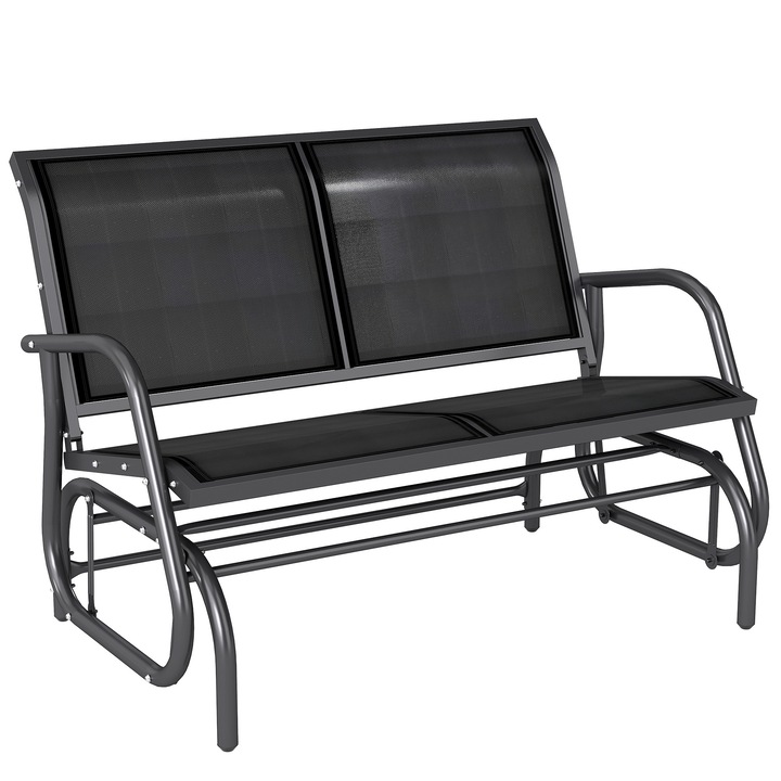 Banca balansoar gradina 2 locuri design contemporan confortabil negru 120x70x85cm