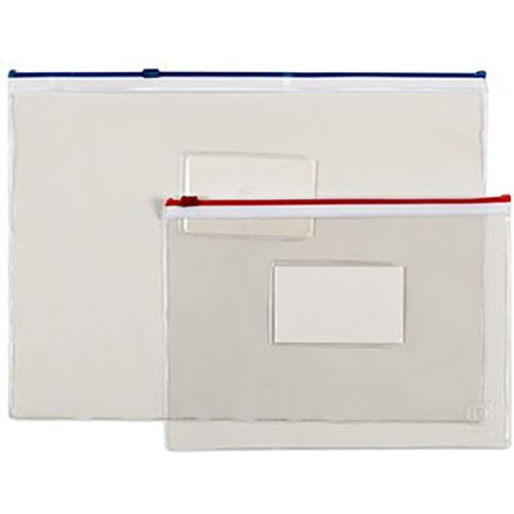 Huse transparente Officepoint A4 cu fermoar colorate