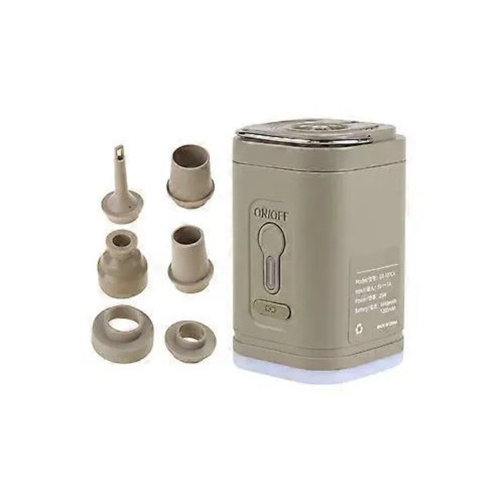Hordozható elektromos légpumpa, 25W, 8.35x5x5cm, fehér