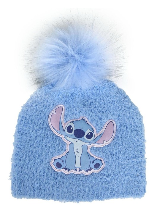 Зимна шапка с помпон Stitch, синя, Cerda