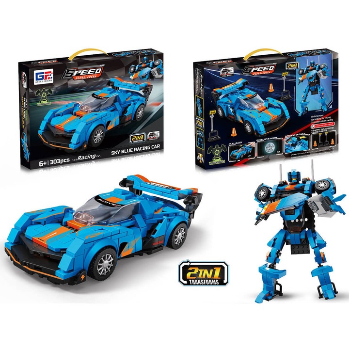 Конструктор трансформер Armtoys 2 в 1, 303 части, син