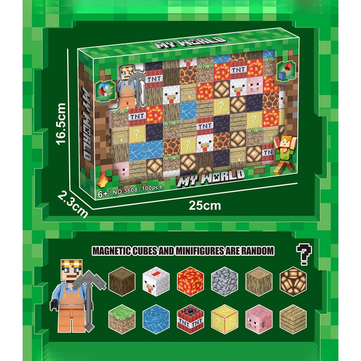 Магнитни кубчета Armtoys Minecraft, 100 части