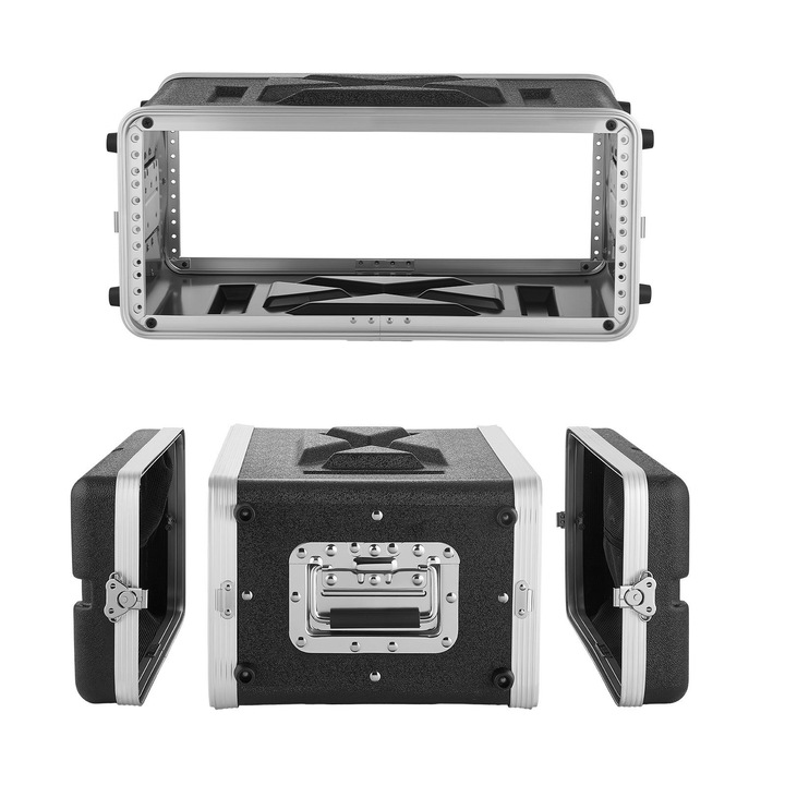 4U rack ház, Audio/DJ felszerelés tok, 310 mm mélység, Tartós ABS konstrukció, Levehető első és hátsó fedelek, Süllyesztett zárak, Könnyű összeszerelés