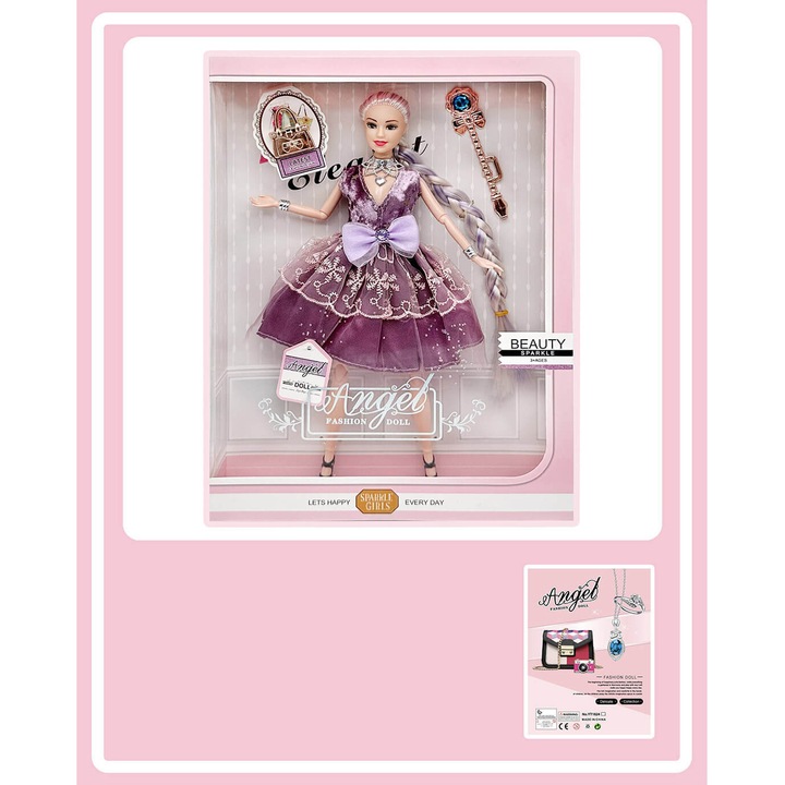 Кукла Angel Armtoys с дълга плитка и дантелена рокля