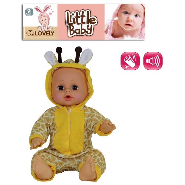 Кукла бебе жирафче с 4 звука, 31 см, Armtoys