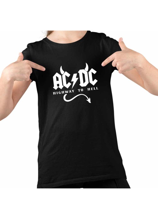 Gyerek Lány Póló AC/DC Highway To Hell ACDC Merch, Fekete