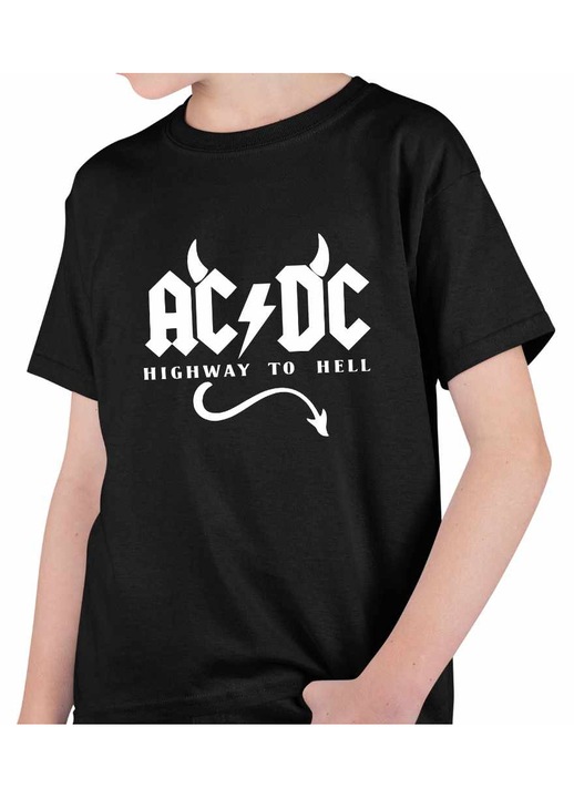 Gyerek Fiú Póló AC/DC Highway To Hell ACDC Merch, Fekete