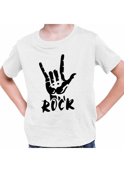 Gyerek Fiú Póló Rock Hand Metallica AC/DC Led Zeppelin, Fehér