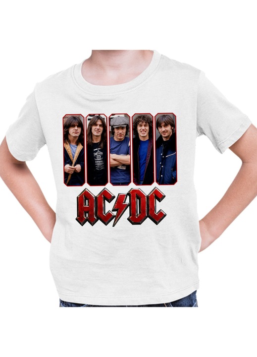 Gyerek Fiú Póló ACDC Merch All Gang AC/DC, Fehér