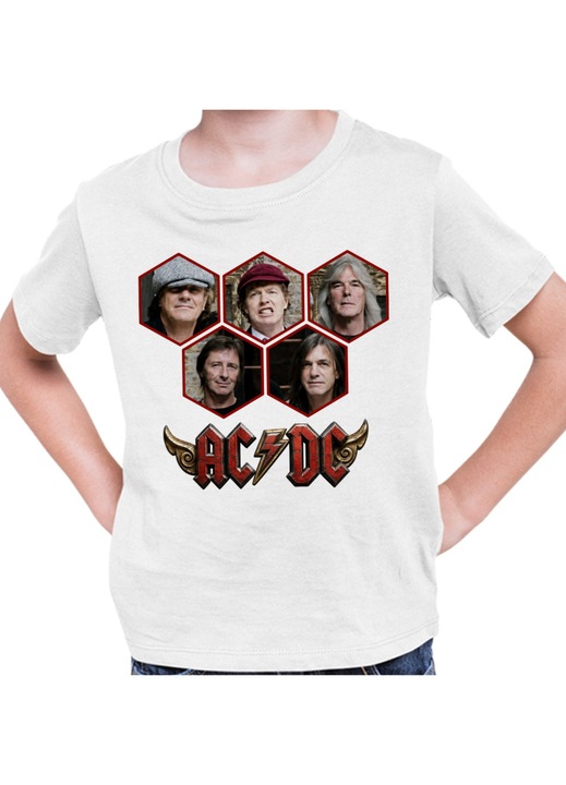 Gyerek Fiú Póló ACDC Rock Vibe ACDC Merch, Fehér
