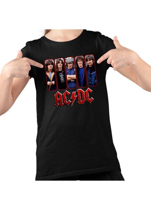 Gyerek Lány Póló ACDC Merch All Gang AC/DC, Fekete