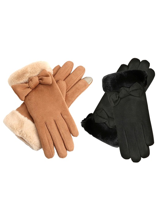 Manusi de iarna pentru femei cu degete compatibile cu ecranul tactil, manusi calde din piele intoarsa, manusi termice rezistente la vant pentru mesaje - Kaki + negru