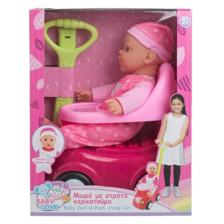 Rózsaszín babababa járókával 30cm
