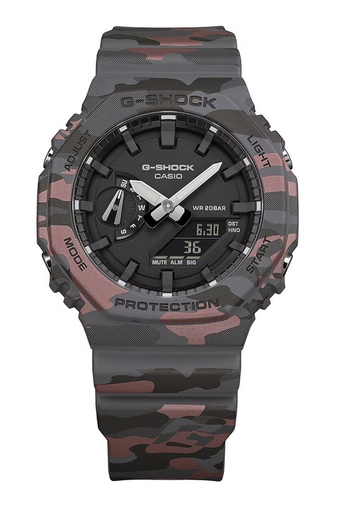 Casio, Analóg és digitális karóra terepmintás dizájnnal, Barna, Szürke
