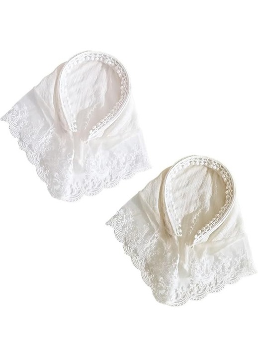 Bentite turban dantela HERUSI set 2 piese alb bej