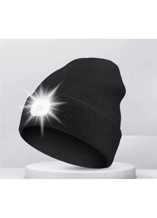 HERUSI férfi sapka LED fénnyel és USB-vel, fekete